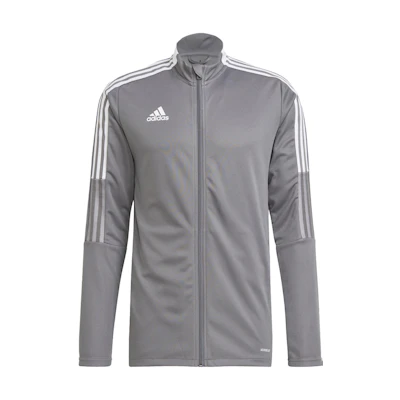 adidas Tiro 21 Track Jacket Gray - Retro 3-Stripes Long Sleeve Sports Top GM7306