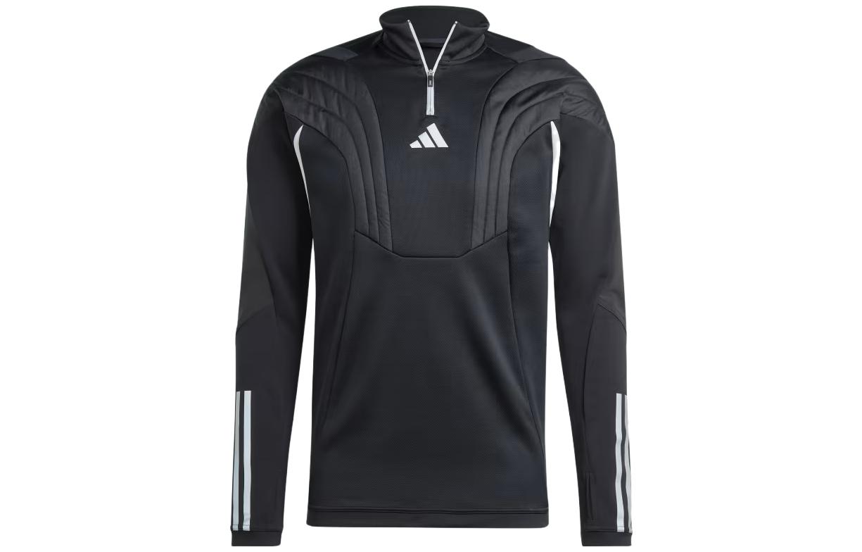 adidas Tiro 23 Winterized 1/2 Zip Logo Print Black Long Sleeve Top IK9514
