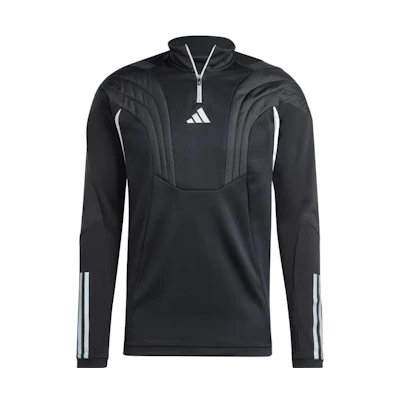 adidas Tiro 23 Winterized 1/2 Zip Logo Print Black Long Sleeve Top IK9514