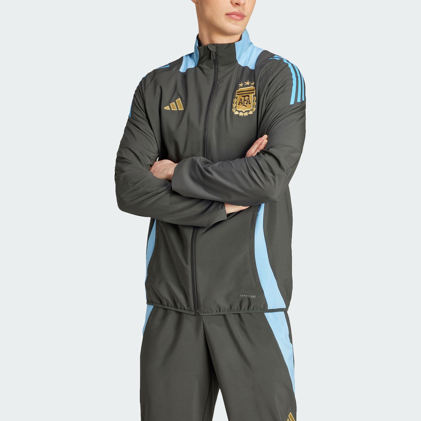 Lookbook Jaket Track Retro Pria adidas Tiro 24 Argentina Competition Carbon Black. IQ0805