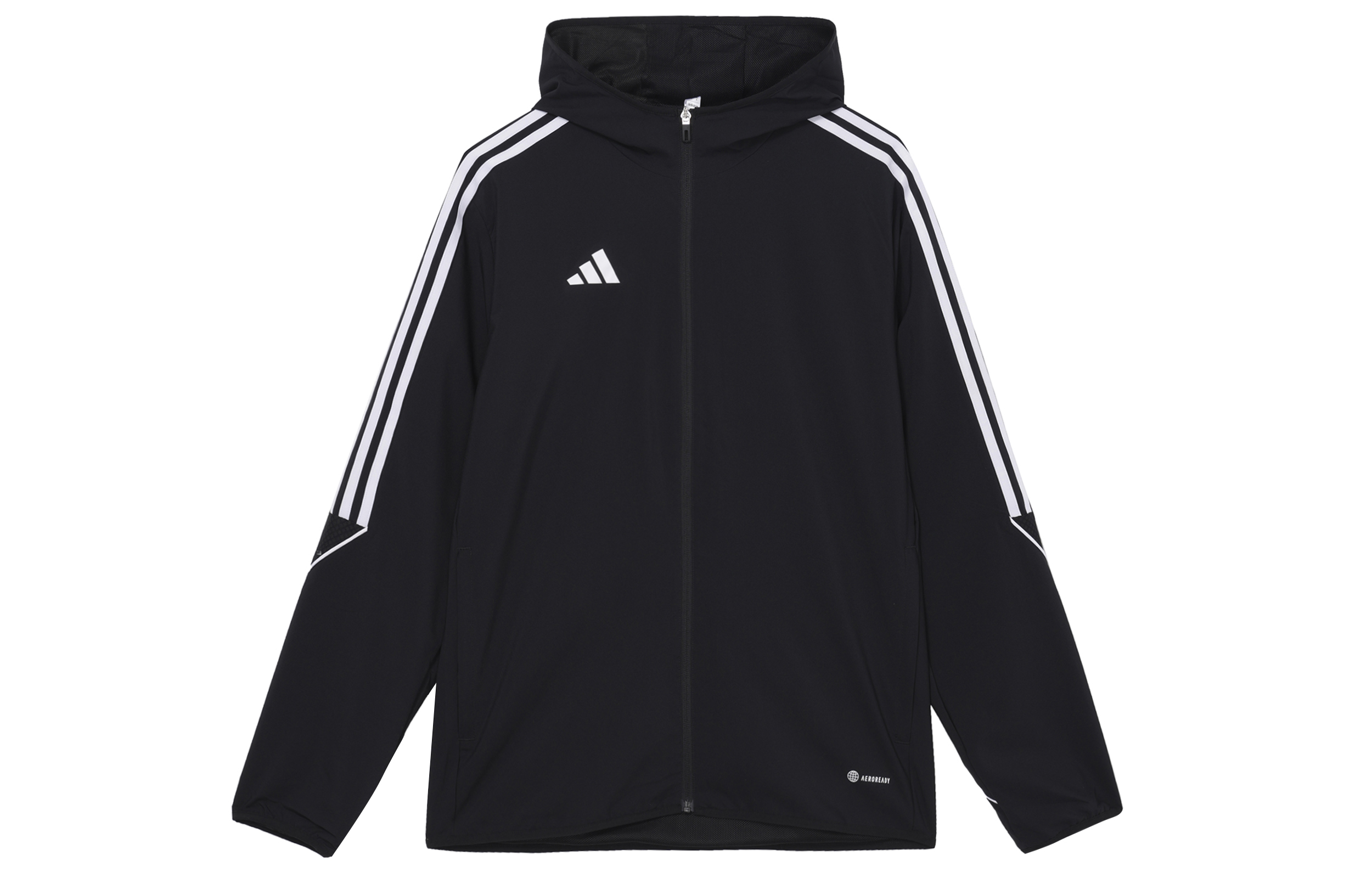 adidas Tiro 24 Logo Stripe Printed Breathable Hooded Jacket Black HZ9066