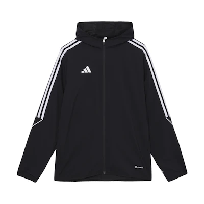 adidas Tiro 24 Logo Stripe Printed Breathable Hooded Jacket Black HZ9066