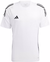 adidas Tiro 24 Slim Fit Logo Striped Crewneck Soccer Shirt White IS1019