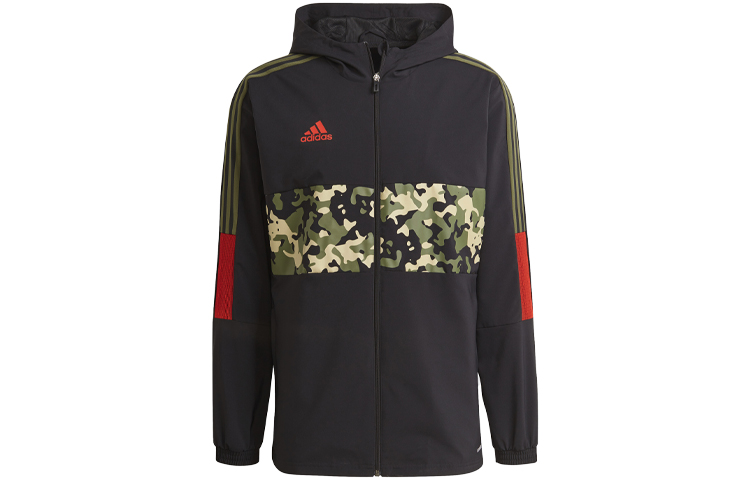 adidas Tiro AOP Camo Football Hoodie Jacket Black GU8187