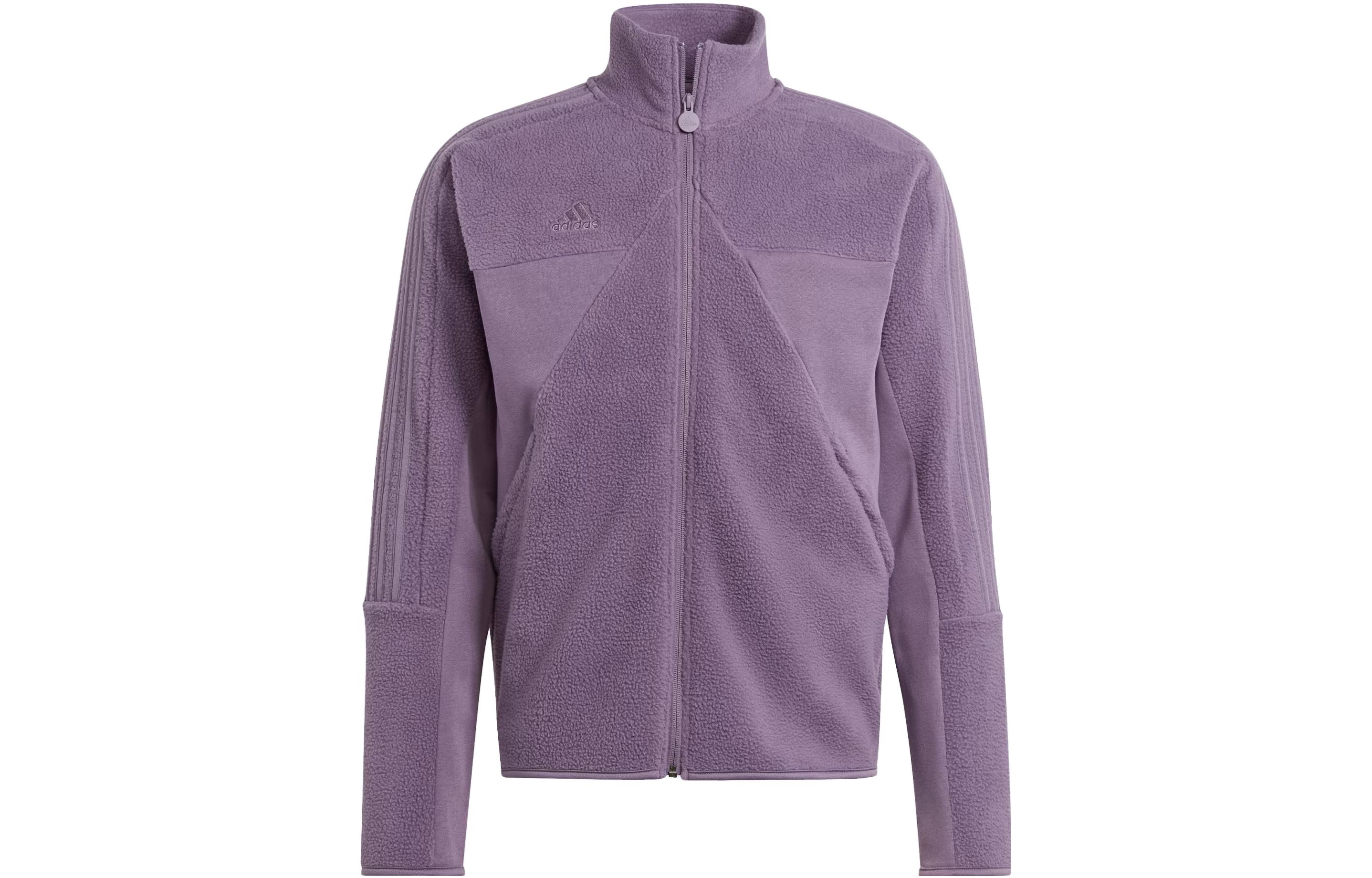 adidas Tiro Fleece Track Top Purple Jacket with Solid Logo and Stand Collar IM2936
