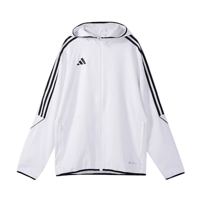adidas TIRO Logo Striped Breathable Hooded Windbreaker Jacket White HZ9068