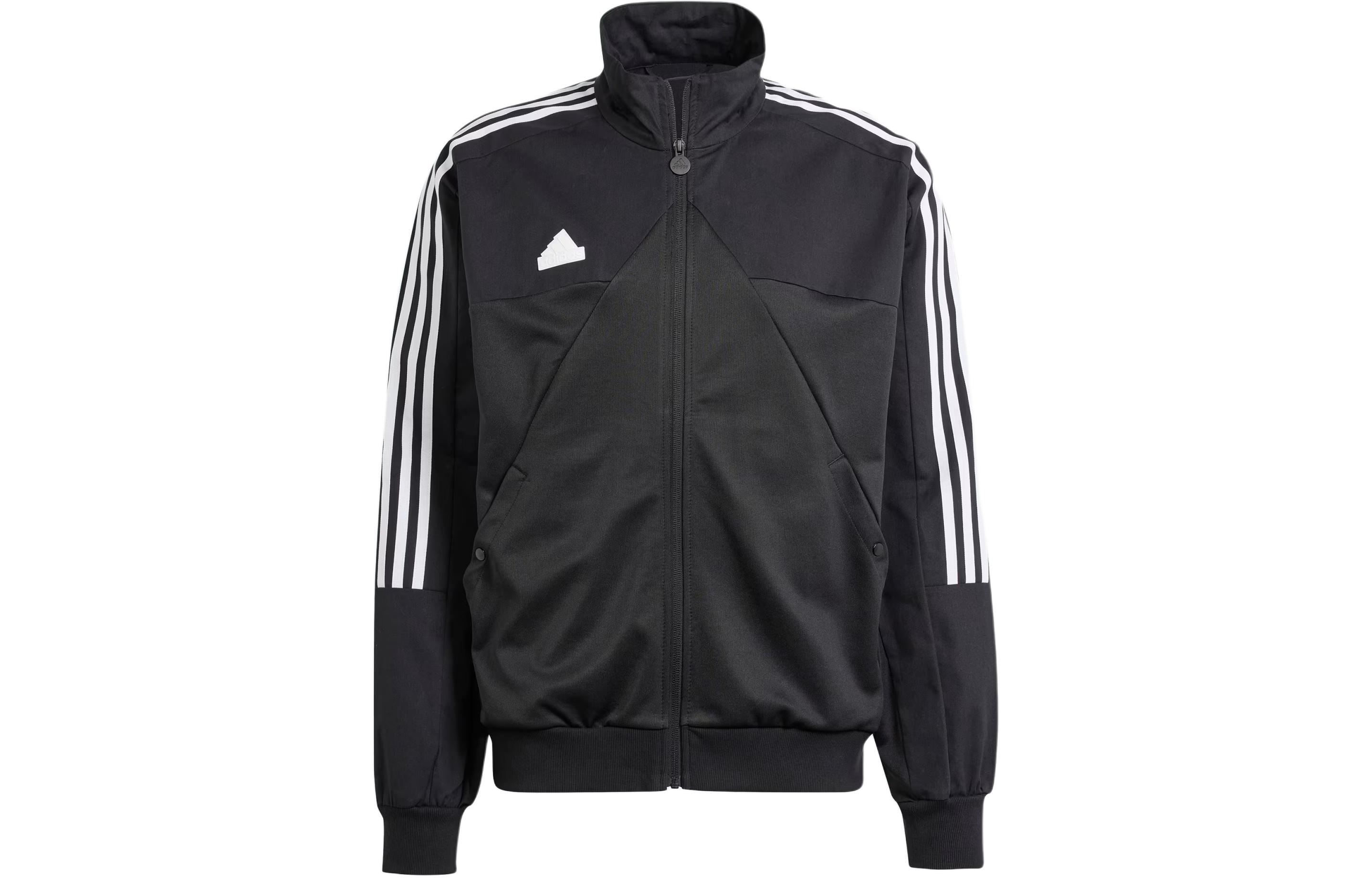 adidas Tiro Material Mix Track Jacket Black Retro Sports Full-Zip Jacket IP3780