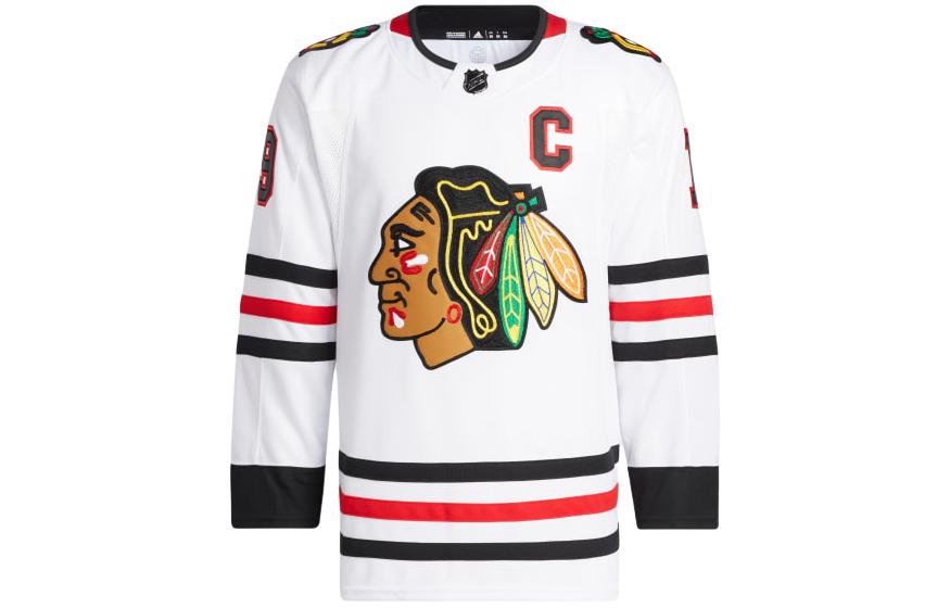 adidas TOEWS AWAY Chicago Blackhawks Crewneck Graphic Sweatshirt White Men HB7623