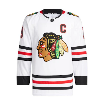 adidas TOEWS AWAY Chicago Blackhawks Crewneck Graphic Sweatshirt White Men HB7623