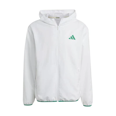 adidas TR-ES+ BL Lig White Training Jacket with Moisture-Wicking Hood IB8146