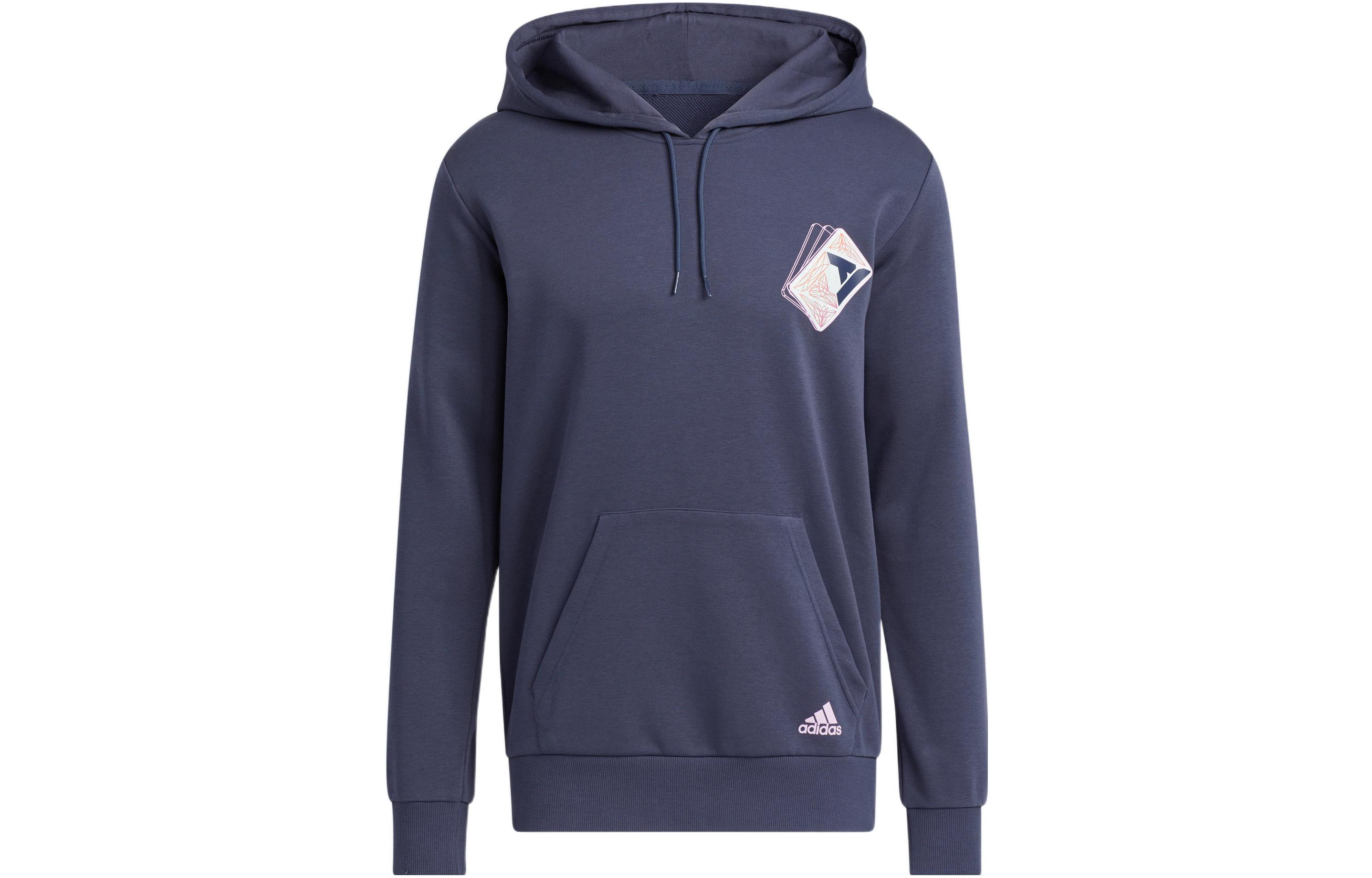 adidas Trae 2 Doubt H Blue Hoodie with Graphic Print and Kangaroo Pocket Men HG4437