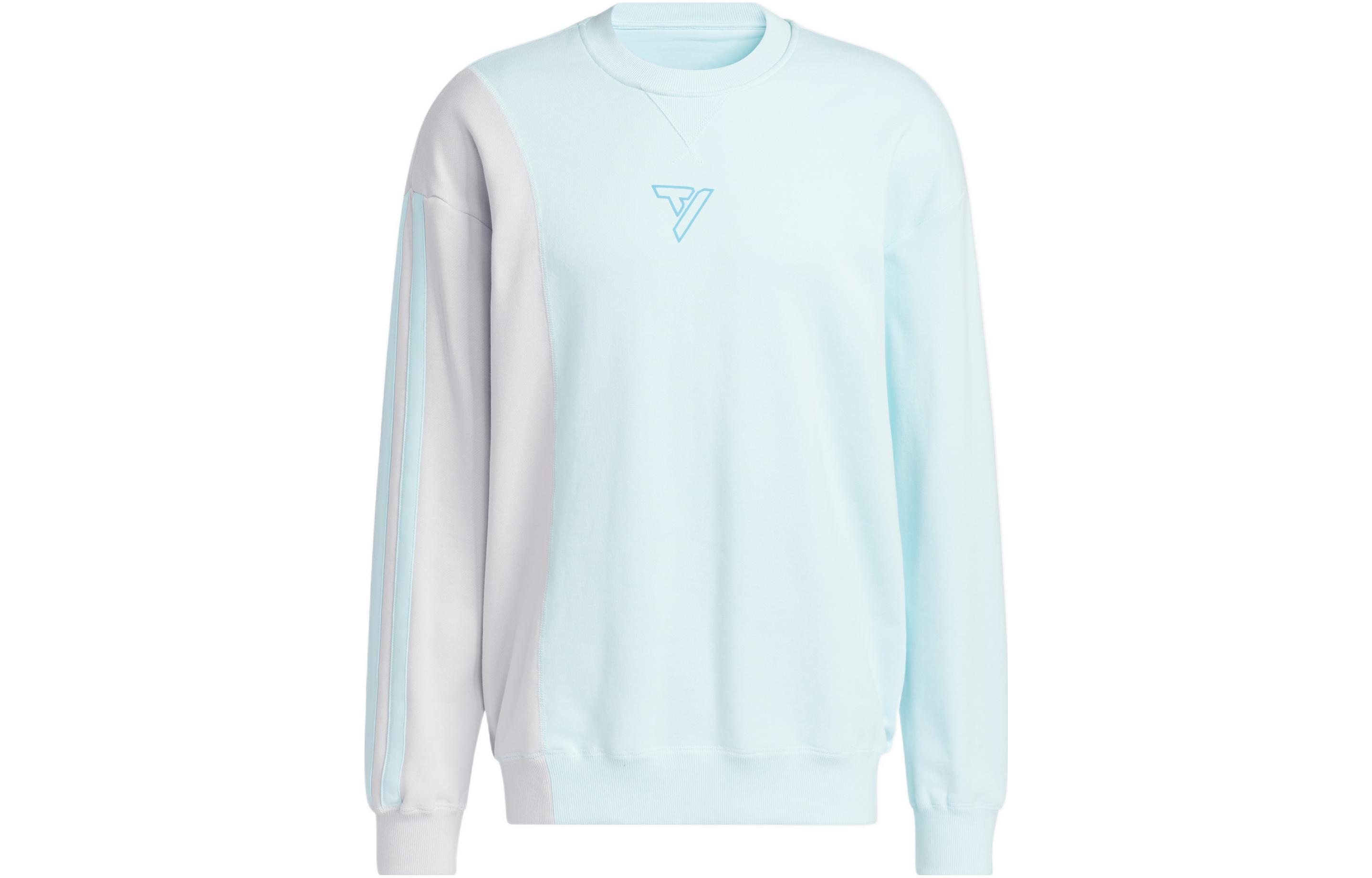 adidas Trae Crew Three-Stripes Logo Print Colorblock Sweatshirt Blue () HN7175