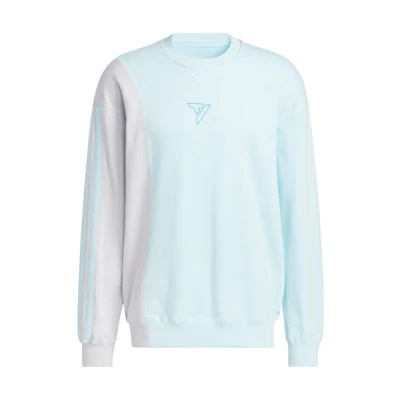 adidas Trae Crew Three-Stripes Logo Print Colorblock Sweatshirt Blue () HN7175