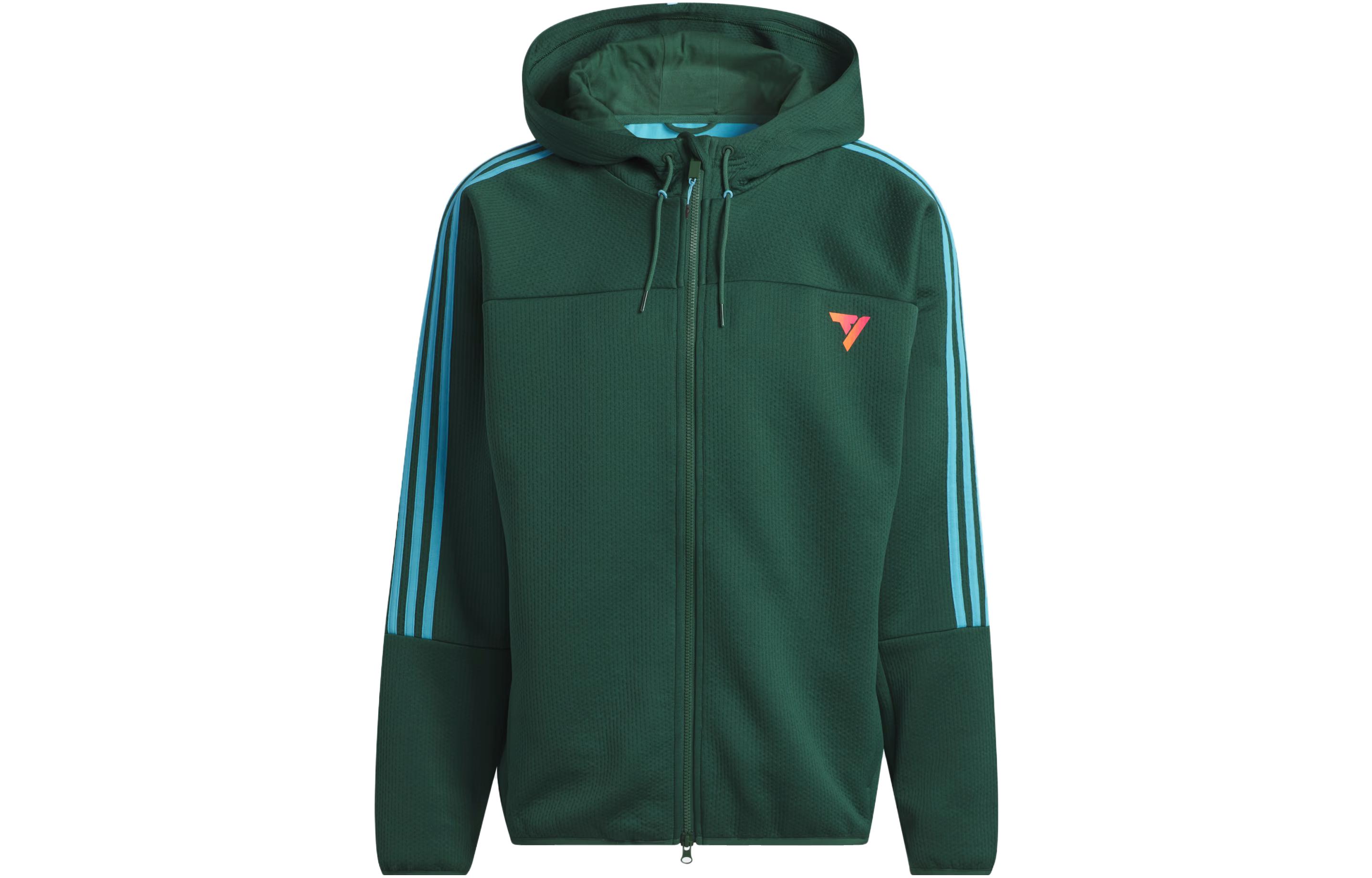 adidas Trae Tech Jacket Green Hoodie – 3-Stripes Colorblock Design IL1618