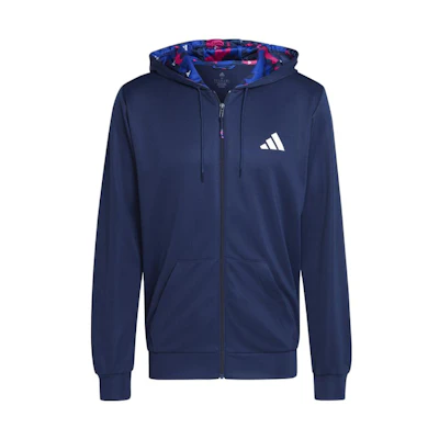 adidas Train Essentials Seasonal Full-Zip Hoodie Jacket Navy Blue Casual Wear IB8139
