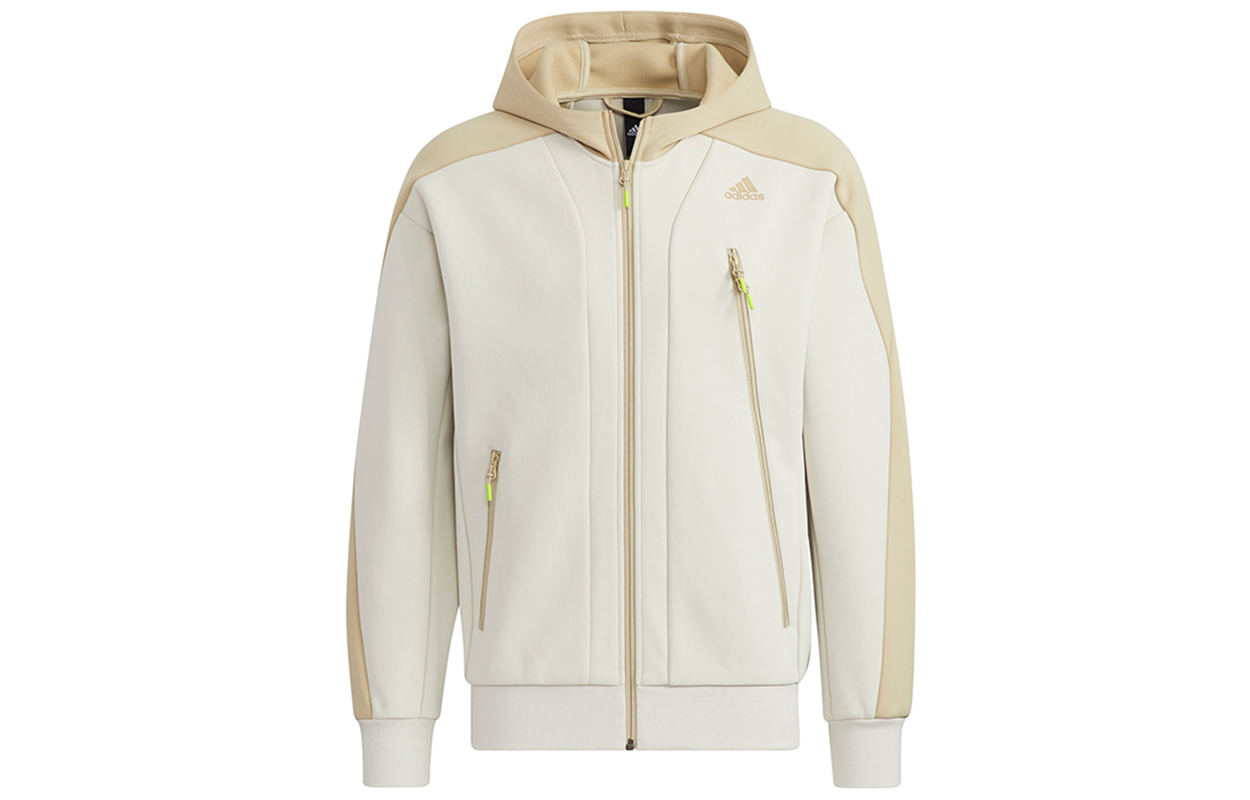 adidas Training Logo Two-Tone Hooded Jacket Men’s Off-White H39238