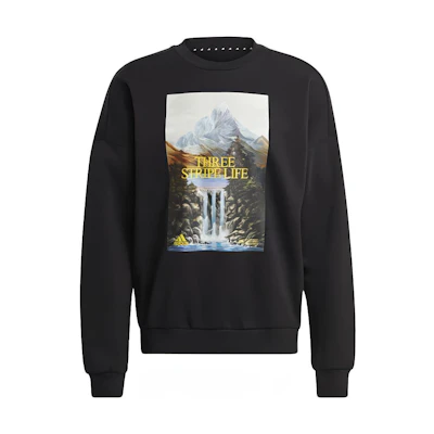 adidas Training Printed Crewneck Pullover Sweatshirt Black GM6507