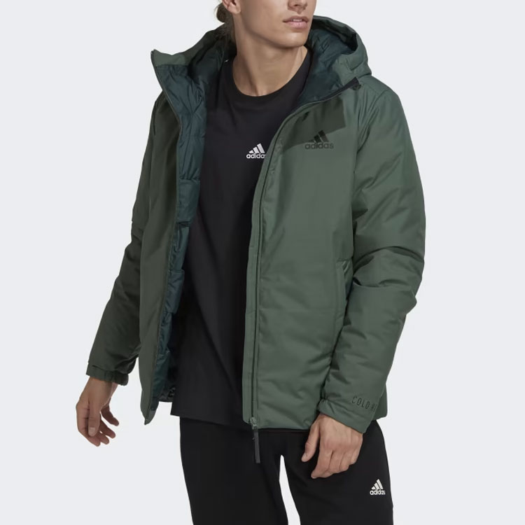 Lookbook adidas TRAVEER Cold.Rdy  Green Waterproof Hooded Parka Down Jacket. HG6014
