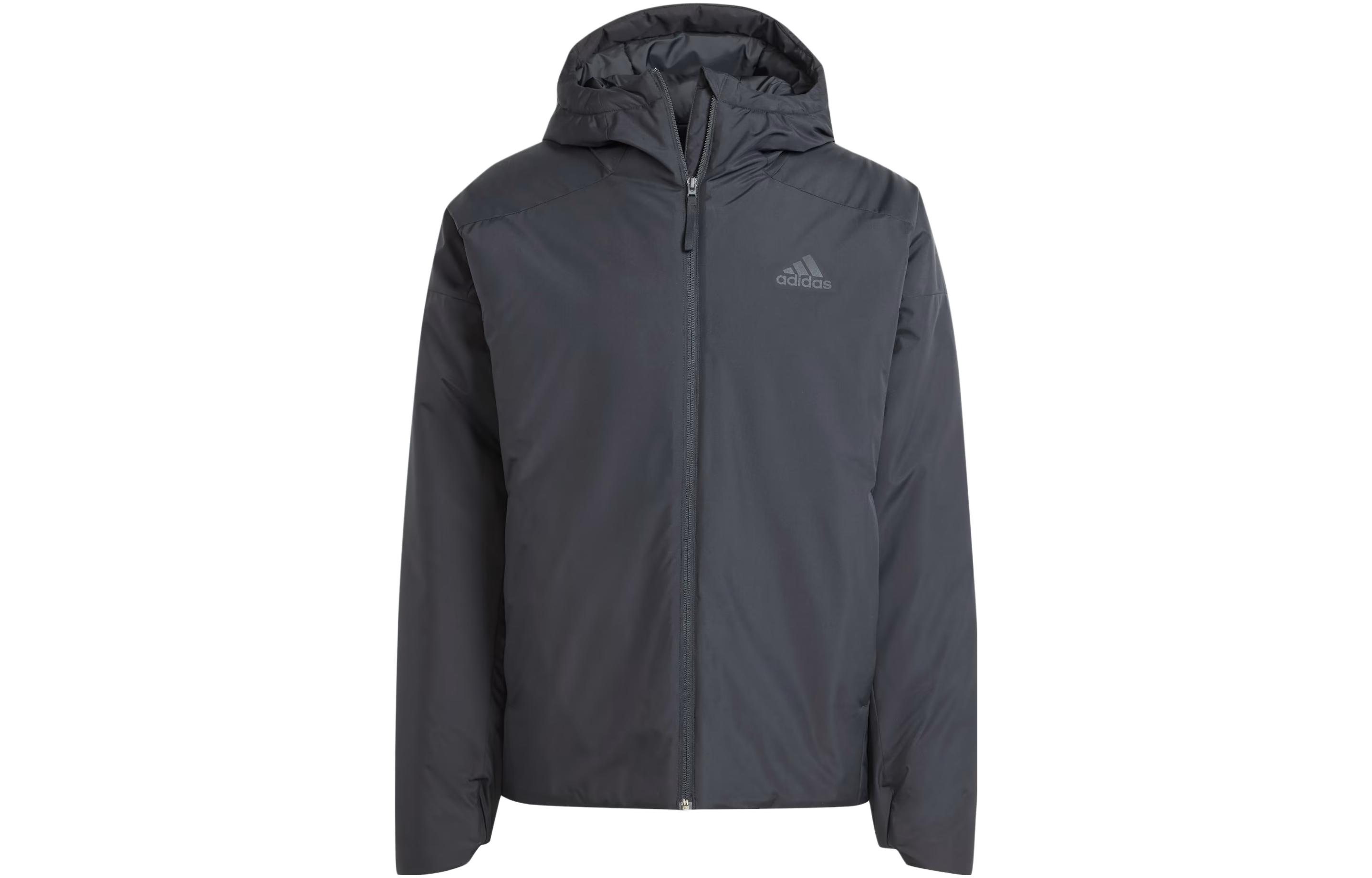 adidas Traveer Insulated Jacket Black Three-Stripe Print Hoodie IK3136