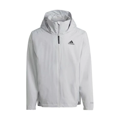 adidas TRAVEER RainRdy Jacket Light Gray 3-Stripes Colorblock Hoodie IK3145