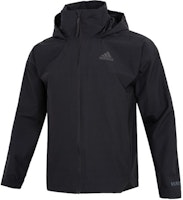 adidas Traveer RR J Black Hooded Jacket Casual Woven Logo Stripe HG6016 adidas Traveer RR J Black Hooded Jacket Casual Woven Logo Stripe HG6016