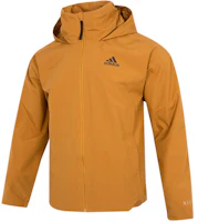 adidas Traveer RR J Yellow Hooded Logo Stripe Jacket for Men HG6013 adidas Traveer RR J Yellow Hooded Logo Stripe Jacket for Men HG6013
