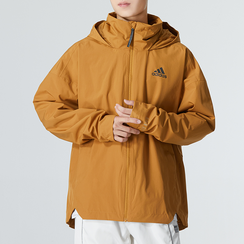 Shop adidas Traveer RR J Yellow Hooded Logo Stripe Jacket for Men HG6013