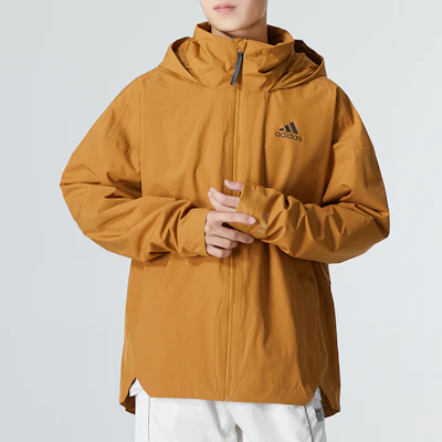 adidas Traveer RR J Yellow Hooded Logo Stripe Jacket for Men HG6013 Shop adidas Traveer RR J Yellow Hooded Logo Stripe Jacket for Men HG6013