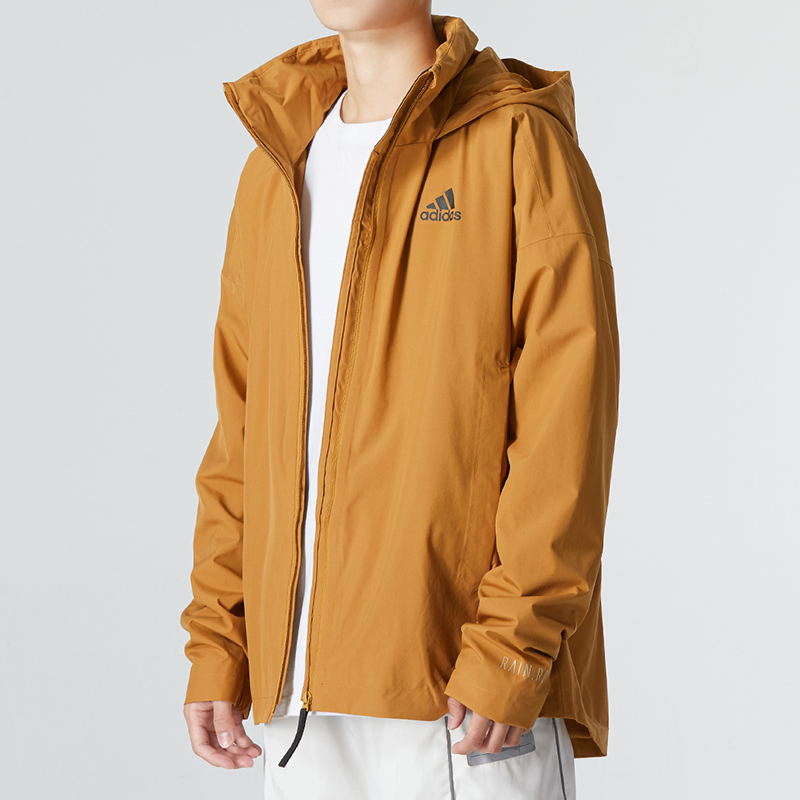 Details for adidas Traveer RR J Yellow Hooded Logo Stripe Jacket for Men HG6013