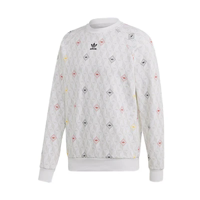 adidas Trefoil Allover Logo Print White Crewneck Sweatshirt Casualwear GD5843