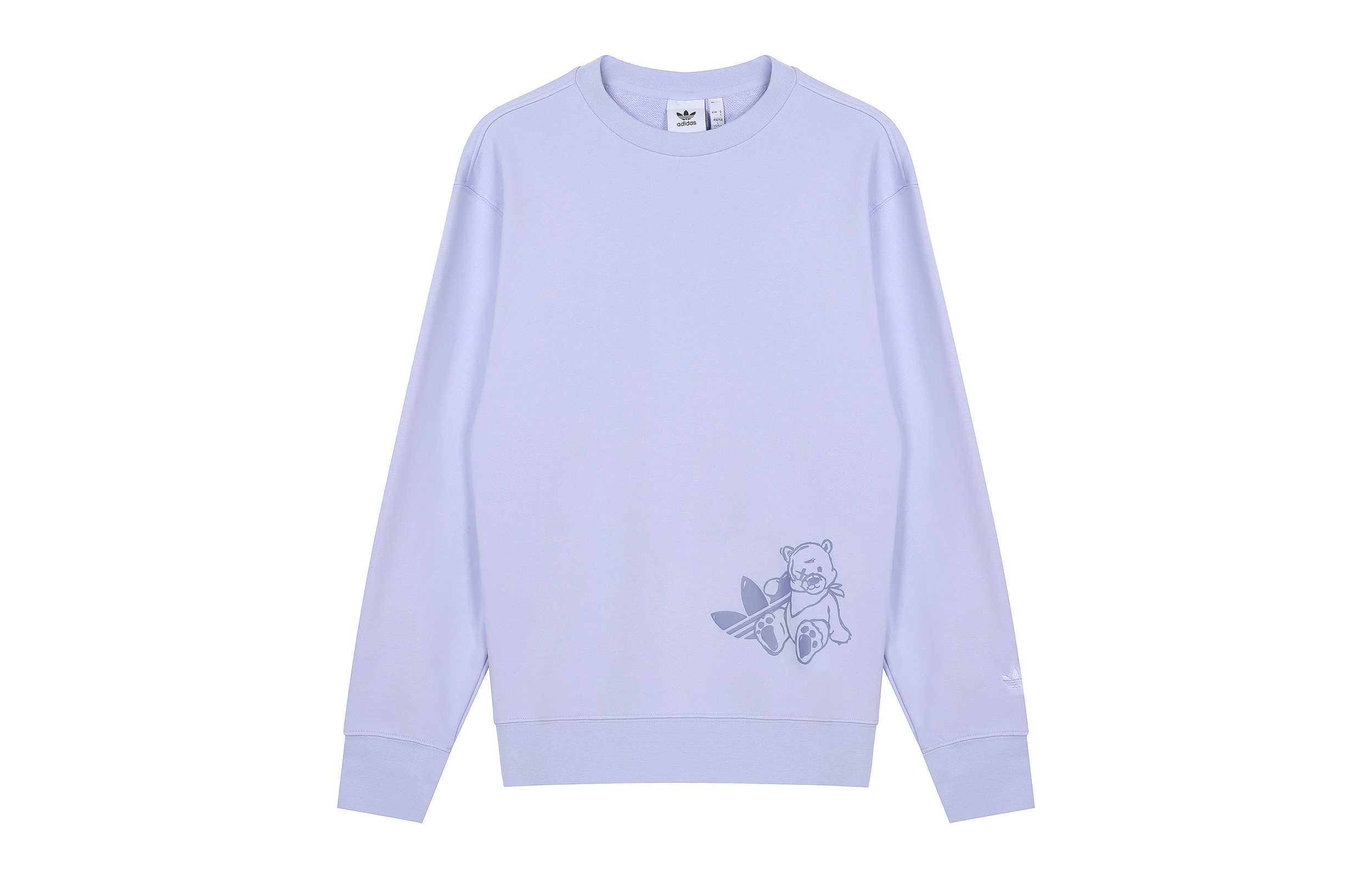 adidas Trefoil Bear Print Crewneck Sweatshirt Men’s Light Purple HJ7824