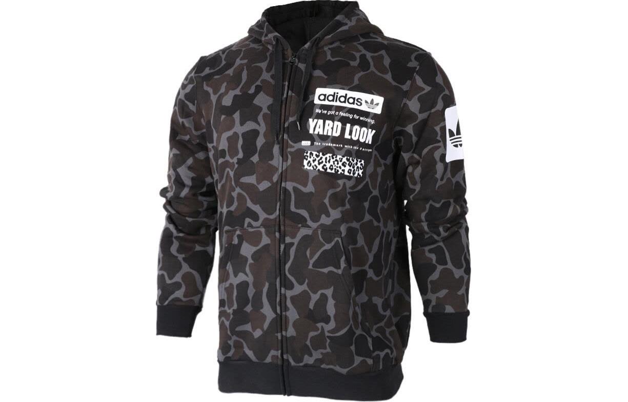 Buy adidas Trefoil Camo Logo Print Hoodie Zip Jaket Hitam BS2040