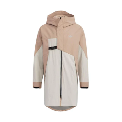 adidas Trefoil Colorblock Logo Print Loose Fit Zip Hoodie Jacket Khaki Brown Men HE6623-INTERNATIONAL