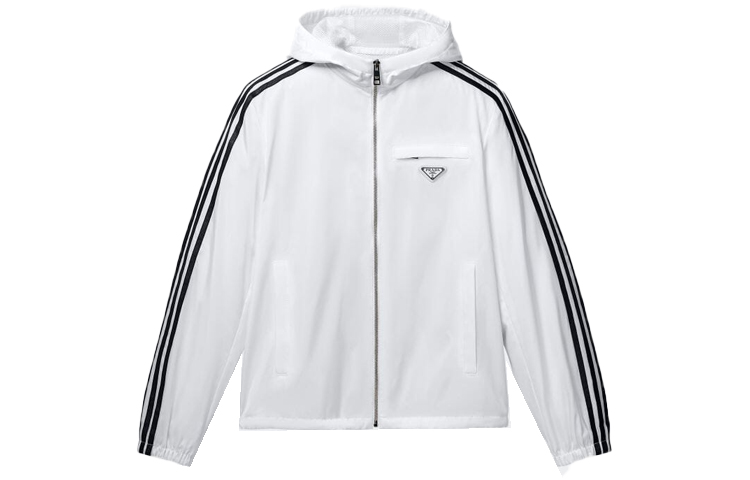 adidas Trefoil Colorblock Striped Zip Hoodie Jacket Unisex White HN6509