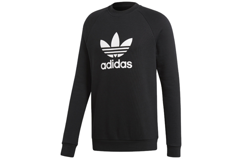 adidas Trefoil Crewneck Logo Sweatshirt Black Casual CW1235