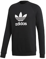 adidas Trefoil Crewneck Logo Sweatshirt Black Casual CW1235 adidas Trefoil Crewneck Logo Sweatshirt Black Casual CW1235