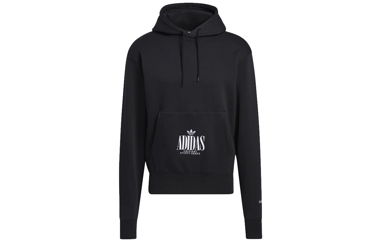 adidas Trefoil Embroidered Logo Pullover Hoodie Black () H32327