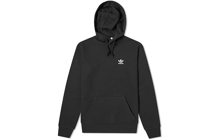 adidas Trefoil Essential Black Hoodie Casual Pullover Sweatshirt FM9956