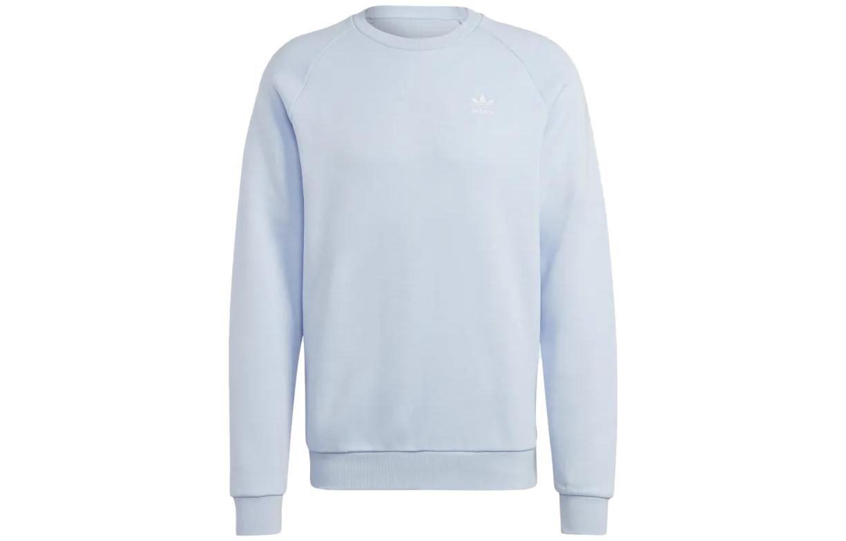 adidas Trefoil Essentials Crewneck Sweatshirt Dawn Blue Mens Long Sleeve Pullover IA4822