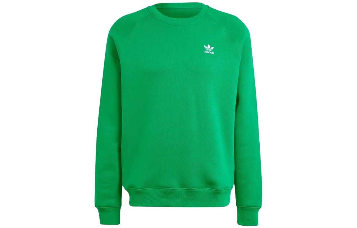 adidas Trefoil Essentials Crewneck Sweatshirt Green Logo Pullover IM4541