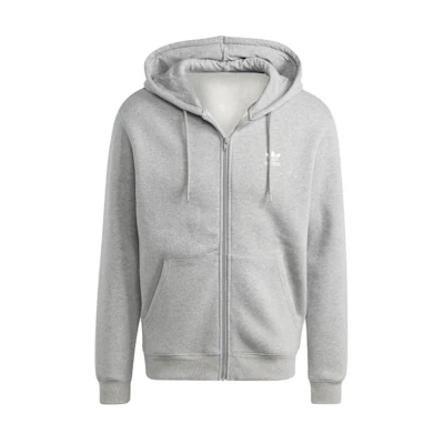 adidas Trefoil Essentials Full-Zip Hoodie Grey Logo Oversized Fit IL2516