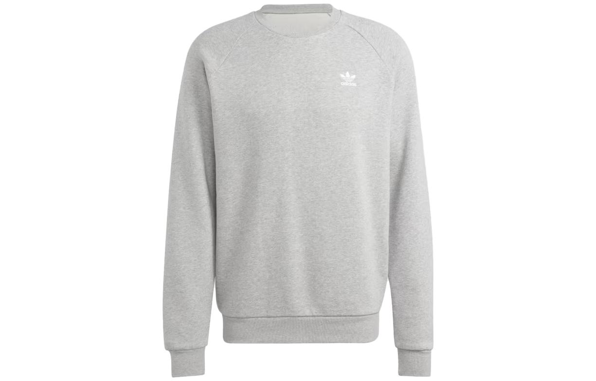 adidas Trefoil Essentials Gray Crewneck Sweatshirt Long Sleeve Logo IA4829