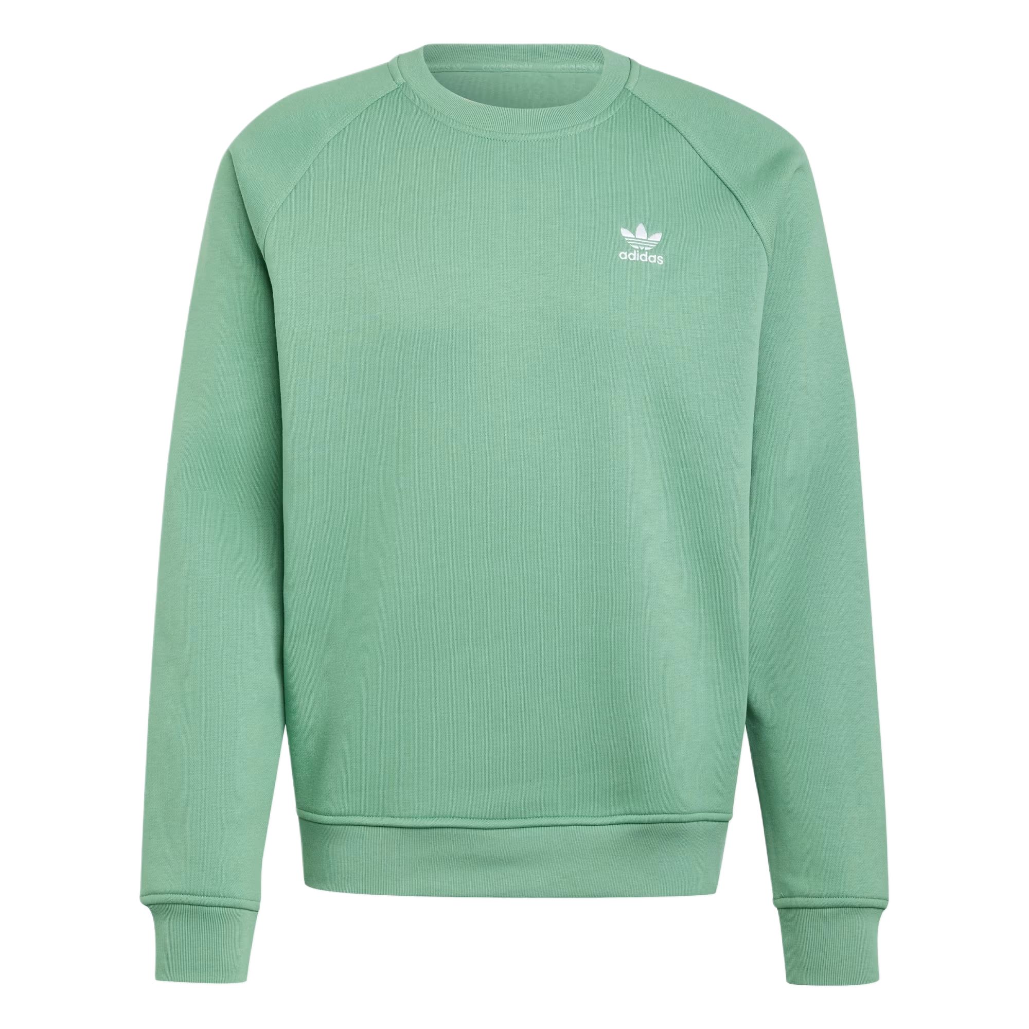 adidas Trefoil Essentials Green Crewneck Pullover Sweatshirt Long Sleeve IY4934