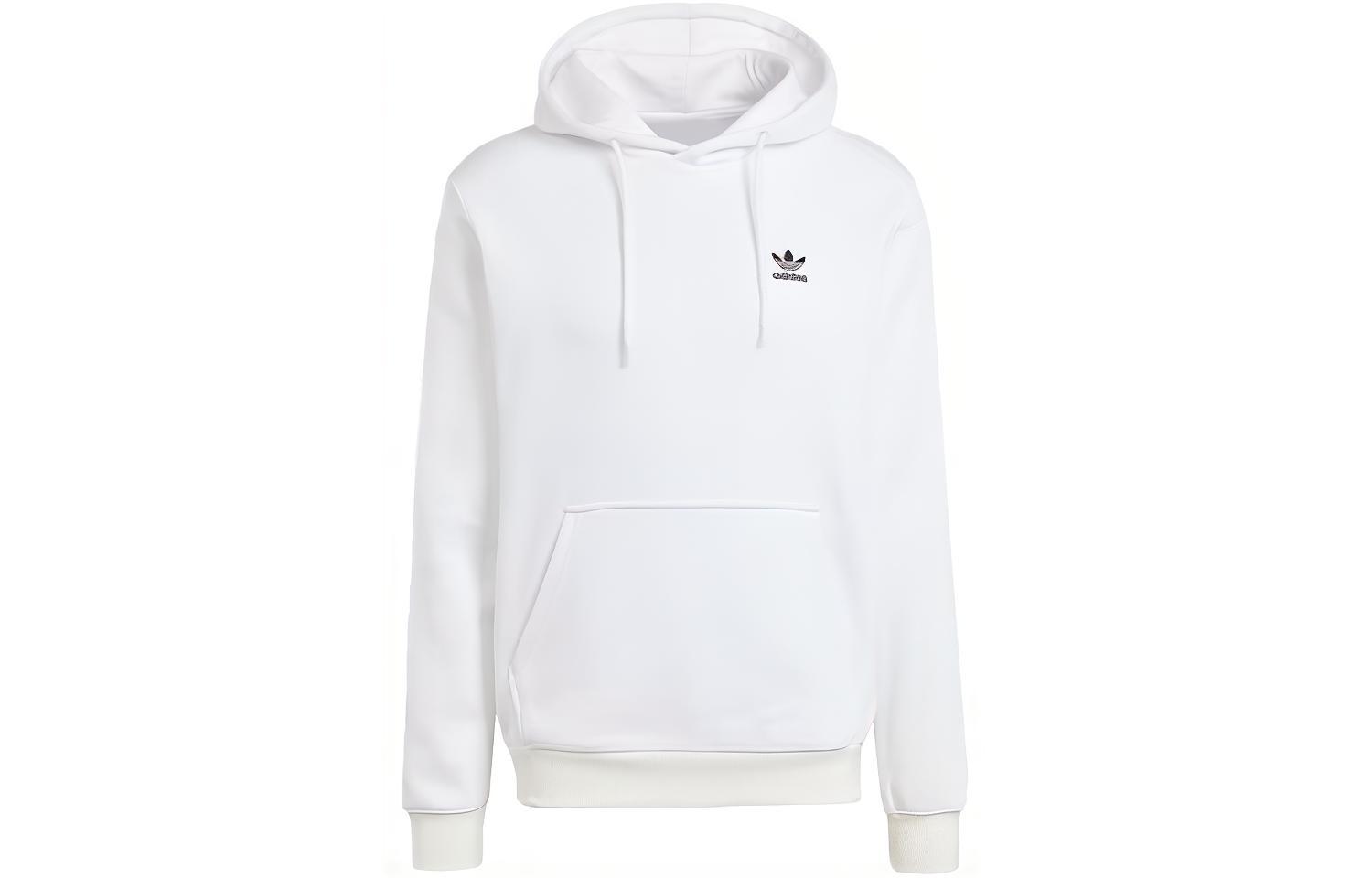 adidas Trefoil Essentials Hoodie White Logo Pullover Long Sleeve IM4526