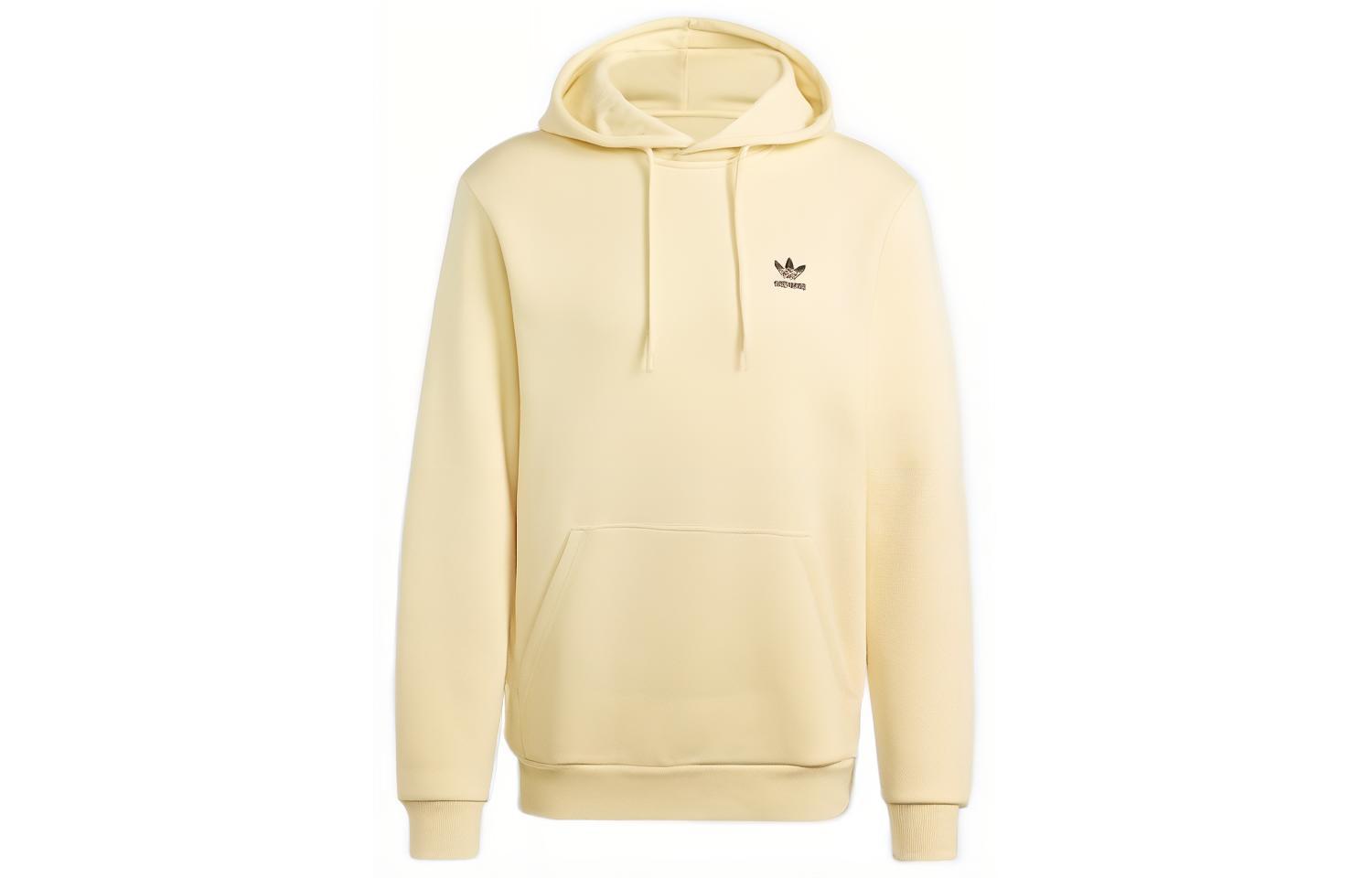 adidas Trefoil Essentials Light Yellow Embroidered Logo Hoodie IA4888