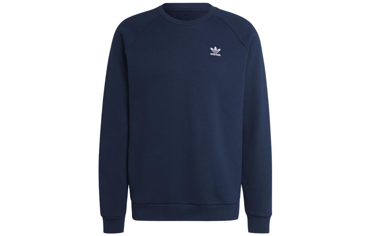 adidas Trefoil Essentials Navy Crewneck Sweatshirt Simple Logo Design IA4827