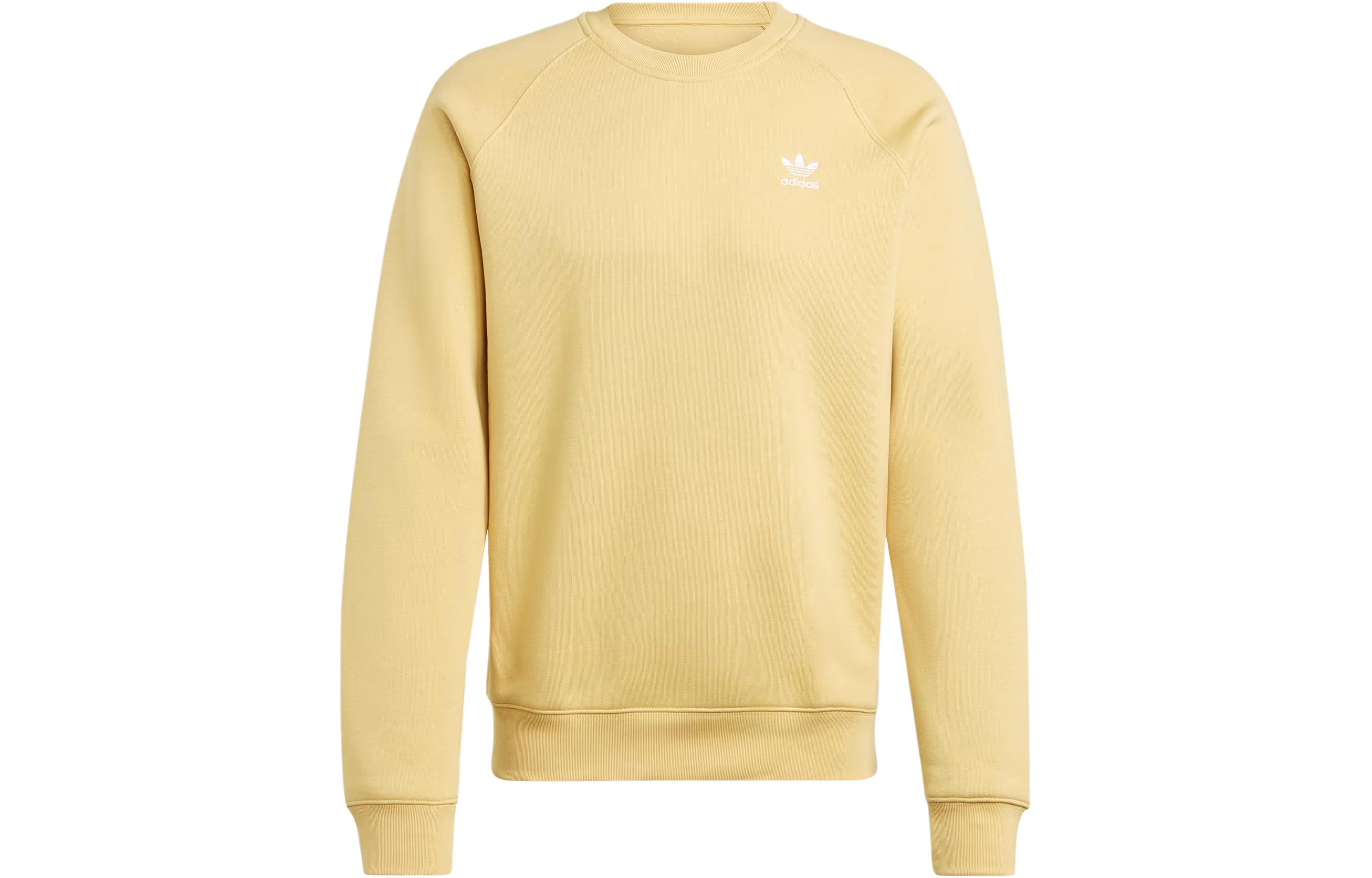 adidas Trefoil Essentials Oatmeal Crewneck Sweatshirt Fleece Logo Pullover IR7783