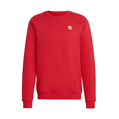 adidas Trefoil Essentials Red Crewneck Sweatshirt Long Sleeve Pullover IA4821
