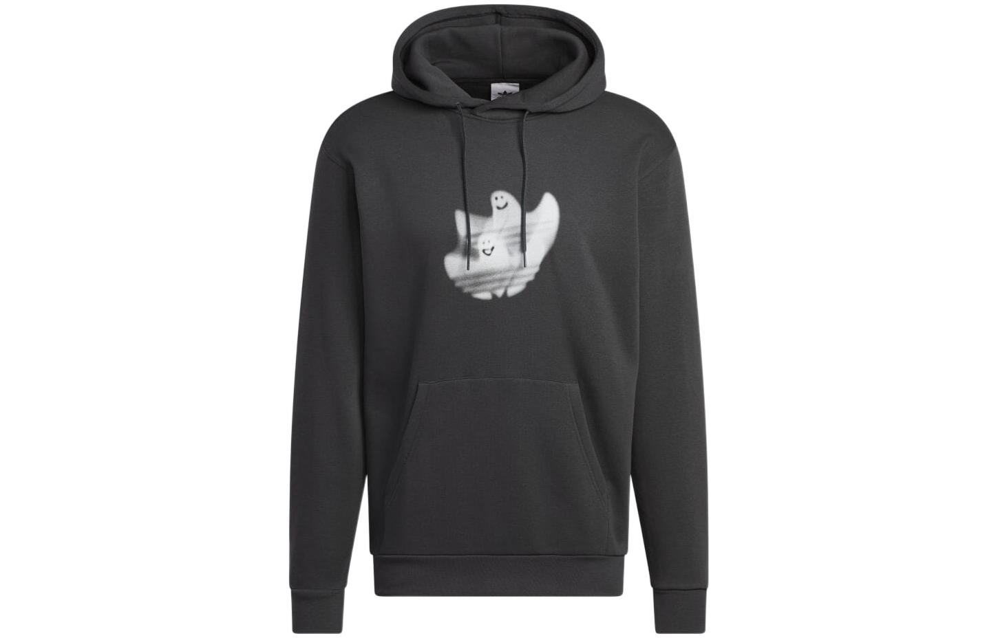 adidas Trefoil Graphic Print Hoodie Gray - Long Sleeve Pullover HS3051