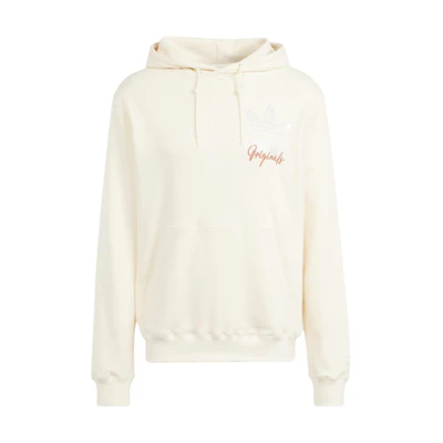 adidas Trefoil Hoodie Cream Graphic Logo Print Pullover IS2914